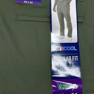 32 Degrees Cool Men's Regular Fit Stretch Chino Pants Zip Pocket: 40x32 - Green